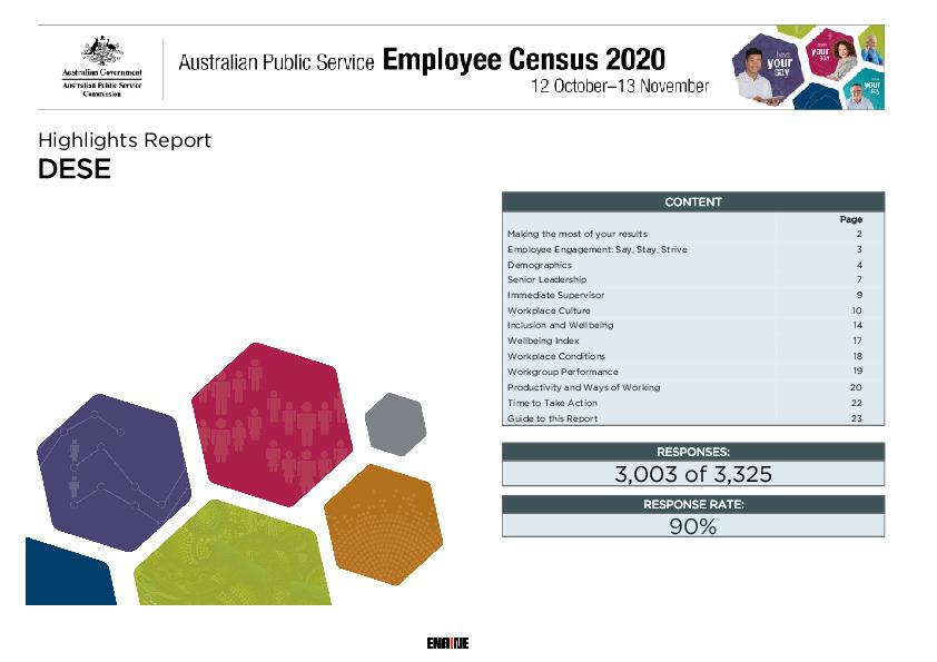 2020 APS Employee Census Highlights Report Department of Education, Skills and Employment